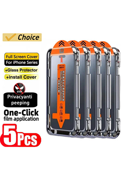 Choice13 واقي شاشة زجاجي مقوى مضاد للتجسس لهاتف iPhone 15 Pro Max (5 قطع) وها...
