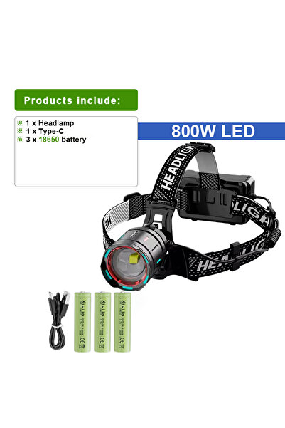 Choice5 A-18650 battery 2025 New High Power 800W LED Headlight 500000000LM Su...