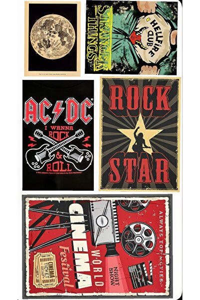 Limitless Design مجموعة ملصقات ريترو ذات طابع روك وسينما مقاس 20x25 سم - ملصق...