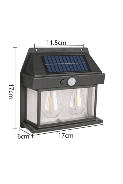Choice3 مصباح شارع يعمل بالطاقة الشمسية قوي أسود اللون مزود بمصباحين LED، مقا...
