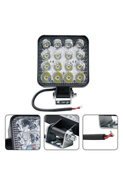 Choice1 مصباح عمل LED مربع صغير أبيض اللون، قطعة واحدة، 16 مصباحًا، 48 واط/12...