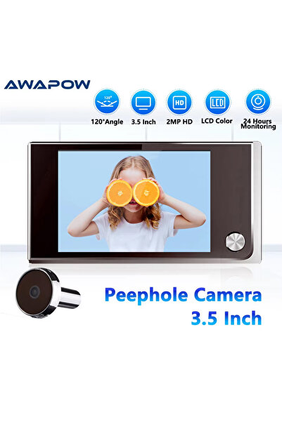 Choice3 كاميرا باب رقمية جديدة من أوابو، فضية اللون، مقاس 3.5 بوصة، مزودة بجر...