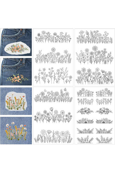 Choice4 4 sheets Water Soluble Stabilizer Embroidery Patterns, Stick and Stit...