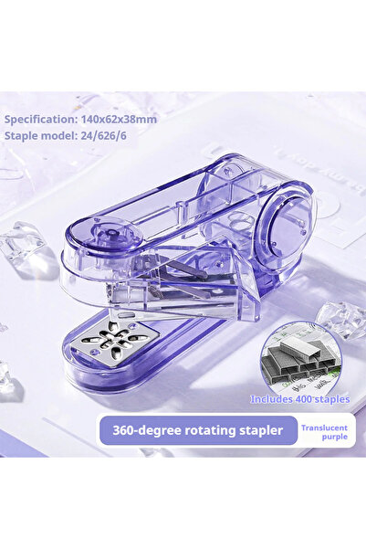 Choice3 Purple 360 Rotating Stapler - Heavy Duty Desktop Manual Bookbinding P...