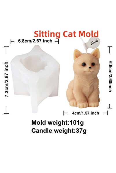 choice2 قالب قطة جالسة ثلاثي الأبعاد لطيف على شكل قطة واقفة، قالب سيليكون لصن...
