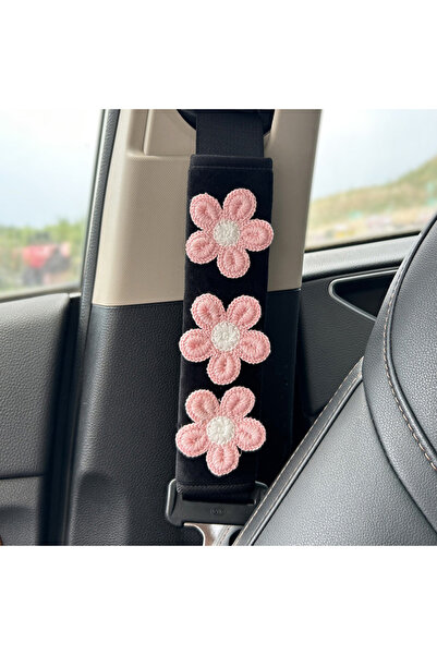 choice2 pink flower 1pc Cute Embroidered Flowers Car Seatbelt Cover Seat Belt...