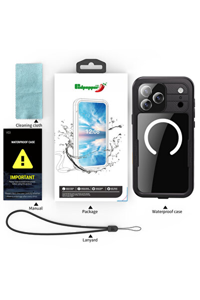 Choice غلاف هاتف آيفون 17 برو ماكس أسود اللون من شيل بوكس، مقاوم للماء والمغن...