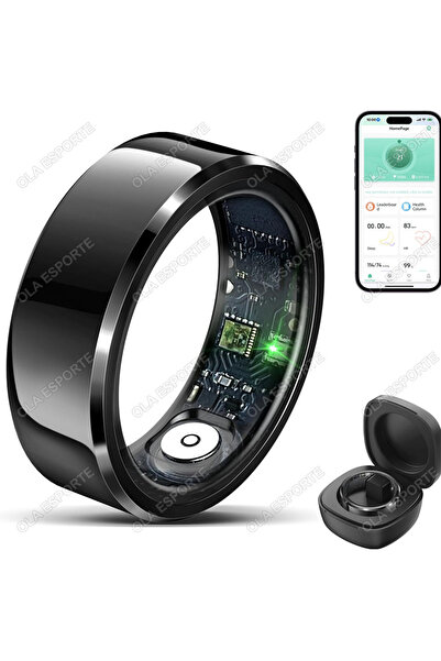 Choice34 خاتم ذكي أسود 2025، مزود بخاصية مراقبة ضغط الدم ومعدل ضربات القلب وا...