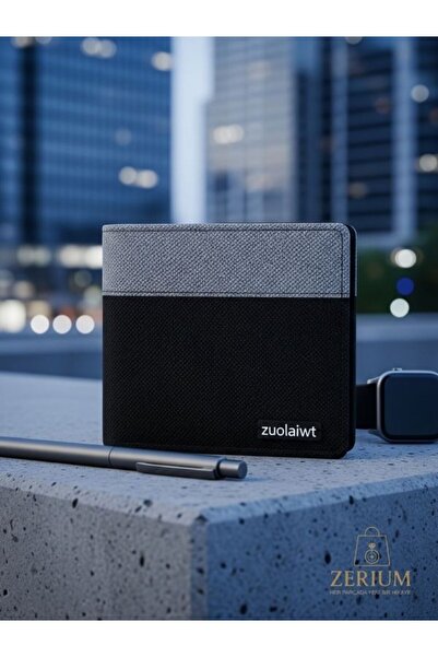 ZERİUM New Season Black Gray Fabric Men's Sport Wallet Canvas Model Wallet Sl...