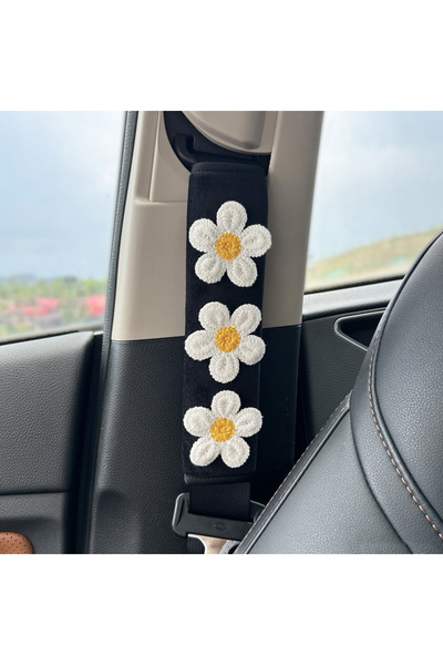 Choice1 white flower 1pc Cute Embroidered Flowers Car Seatbelt Cover Seat Bel...