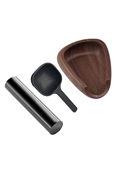 Choice5 صينية حبوب قهوة خشبية من خشب الجوز الأسود مع بخاخ أسود أنيق، طبق خشبي...