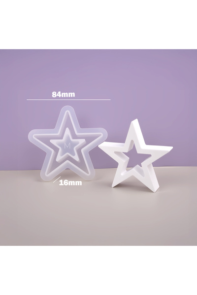 Choice1 1608559-M 3D Hollow Star Silicone Mold DIY Five-Pointed Stars Ornamen...