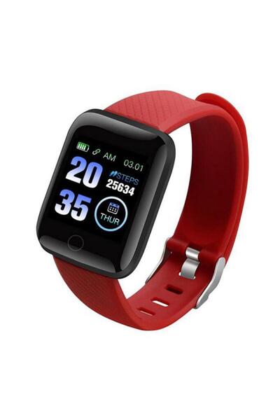 Choice3 ساعة ذكية حمراء 116plus مع العلبة الأصلية، للرجال والنساء، تدعم الاتص...