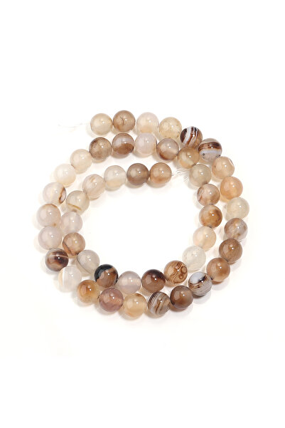 choice2 8mm approx 45pcs 1 String 4/6/8/10/12mm Light Brown Striped Agate Bea...