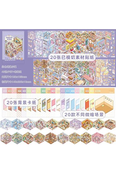Choice6 K Kawaii 3D Cartoon Miniature Scene Sticker Book Collection DIY Scrap...