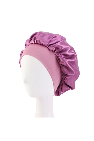 Choice11 قبعة نوم جديدة من الساتان بحافة عريضة، لفّ شعر حريري للنوم، مزودة بم...