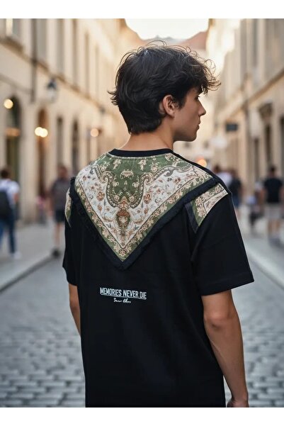 CANMODA Recien Unisex Oversize Siyah Memories Never Die Vintage Back Pattern ...