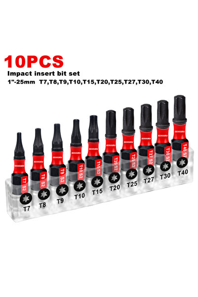 choice2 مجموعة رؤوس مفكات توركس من جينكسورن، 10 قطع، مقاس 1 بوصة، من T7 إلى T...