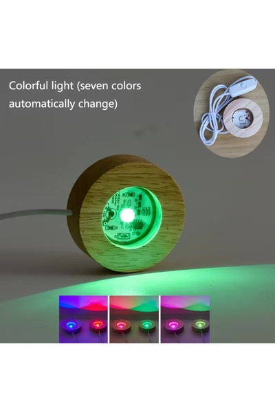 Choice1 قاعدة مصباح ليلي LED دائرية متعددة الألوان من الخشب بقطر 6 سم، حامل ع...