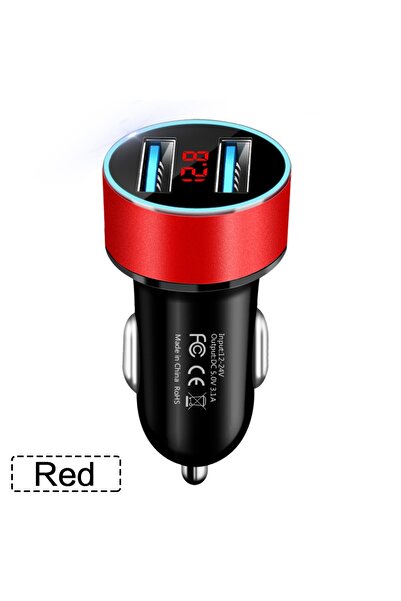 choice2 Red High Quality 3.1A Dual USB Car Charger 2 Port LCD Display Voltmet...