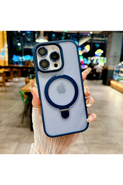 Choice86 جراب حماية عدسة بلون أزرق مطفي لهاتف iPhone 14 HS-R2، مزود بحامل شحن...