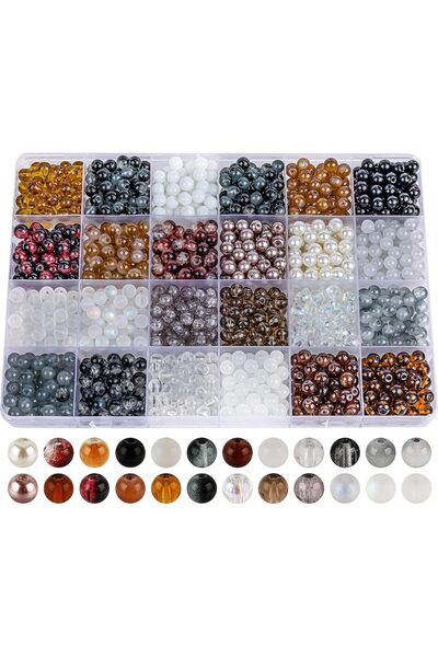 Choice5 6mm black 960PCS 6mm Glass Beads Bracelet Making Kit Assorted Colorfu...