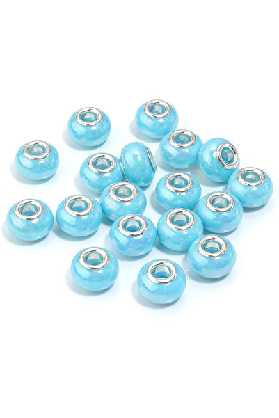 Choice15 Blue 20Pcs Resin Round Beads Ceramic Color Plated Large Holes Spacer...