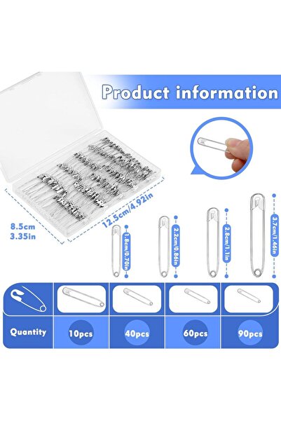 Choice3 200 قطعة، 4 أحجام، 200/300/350/500 قطعة، دبابيس أمان صغيرة وكبيرة شدي...