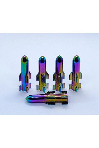 Choice6 50mm rocket Head 4Pcs/Set Aluminum Tire Valve Stem Caps Magic Color U...