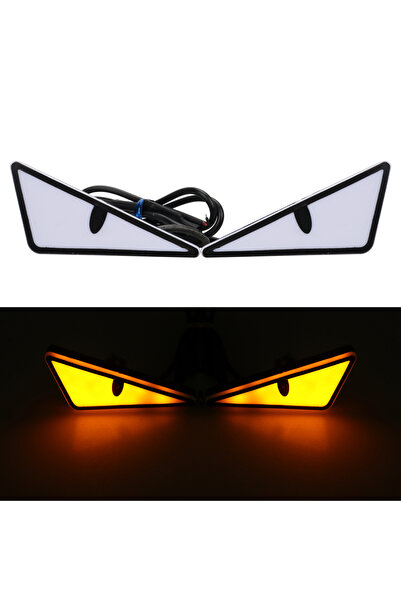 Choice4 مصباحان LED على شكل عين شيطان للدراجات النارية، لون كهرماني، نصف دائر...