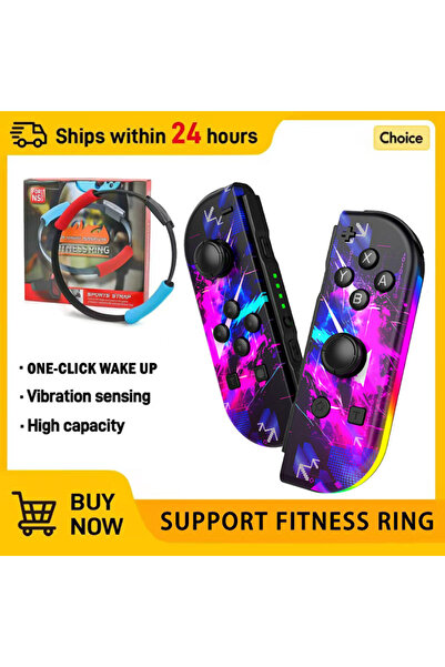 Choice3 JOY2-Purple Joy Controller BT 5.2 RGB LED Switch L/R Joypad for Switc...