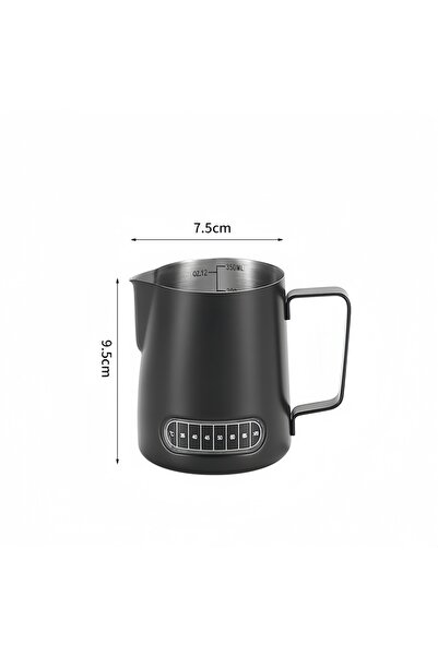 Choice5 350ml Black Coffee Milk Frother Jug Temperature Sensing Patch Stainle...