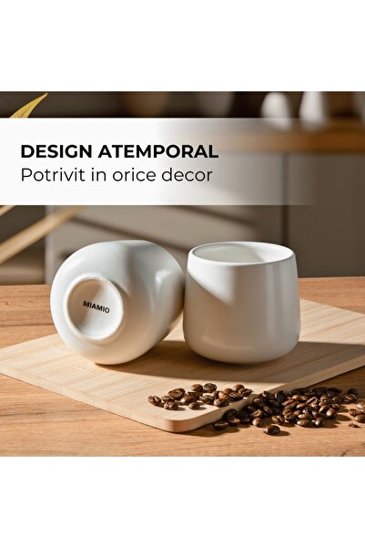 MIAMIO Set de 4 căni de cafea, Colecția Nami, ceramică, albă, 250 ml