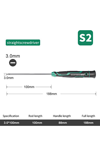 Choice3 مفك براغي مغناطيسي دقيق مشقوق 3.0 × 100 مم بمقبض مانع للانزلاق، نوع ف...