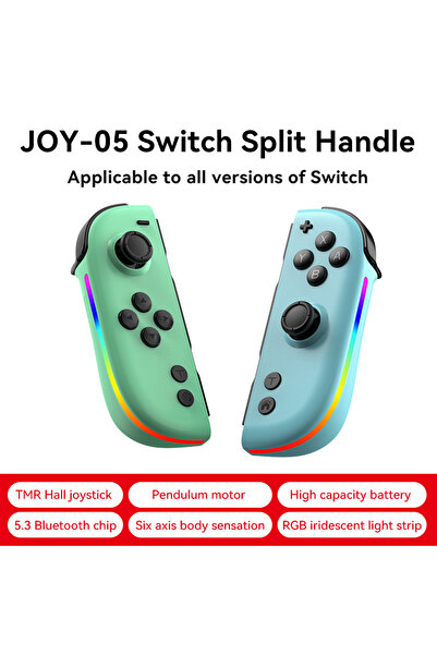 Choice7 JOY5-Green Blue Joy Controller BT 5.2 RGB LED Switch L/R Joypad for S...