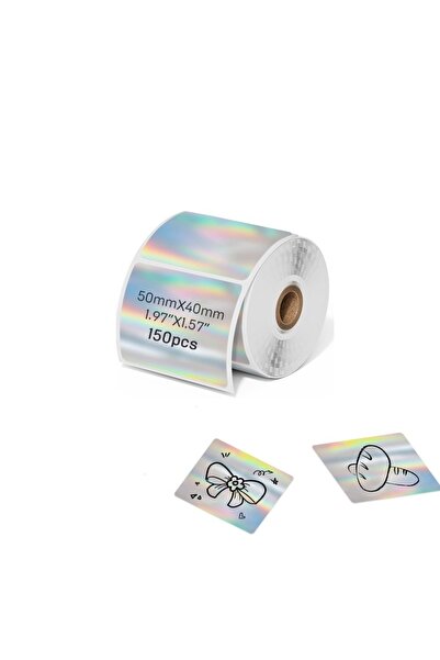 Choice6 ملصق طابعة حراري ثلاثي الأبعاد فضي اللون من كايشن، مقاس 50 × 40 مم، ذ...