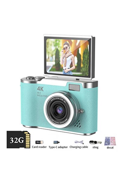 Choice5 كاميرا رقمية خضراء بدقة 4K، مزودة بفلاتر تجميل، وكاميرا CCD عالية الد...