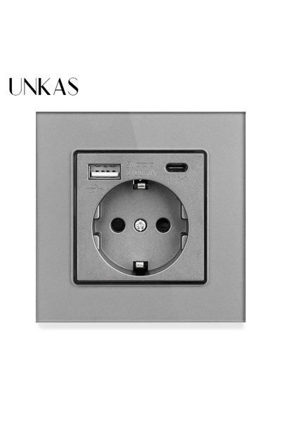 Choice11 Gray Type-C EU UNKAS Type-C USB Tempered Glass Panel Grey EU / Spain...