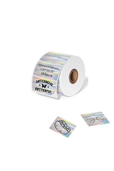 Choice5 ملصق طابعة حراري ثلاثي الأبعاد فضي اللون من كايشن، مقاس 50 × 30 مم، ذ...