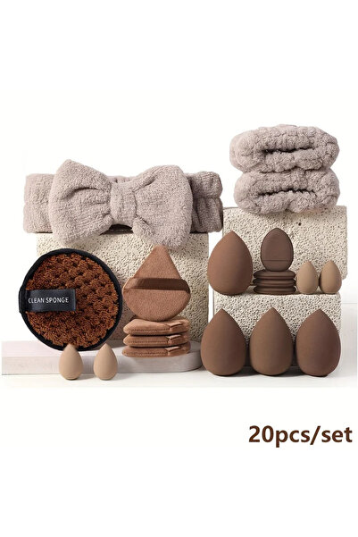 Choice 20pcs Brown 20/40 Pink Makeup kit Complete Makeup Brush Set, Big set i...