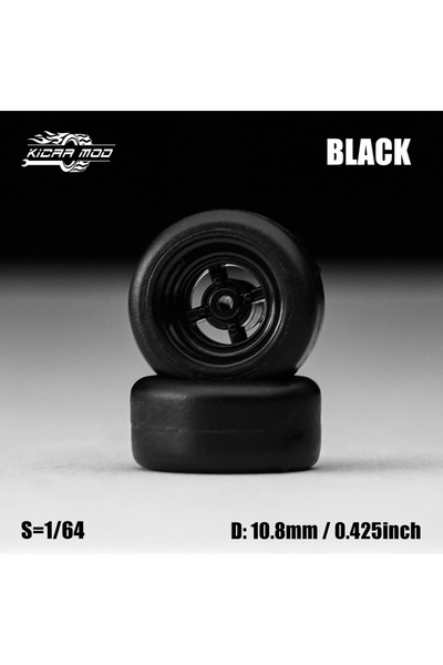 Choice7 HW01-8B عجلات سوداء لسيارة نموذجية بمقياس 1/64 مع إطارات ثابتة، تأتي ...