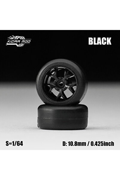Choice5 MMW67-B 1/64 Model Car Black Wheels with Fixed Tires Comes with rivet...