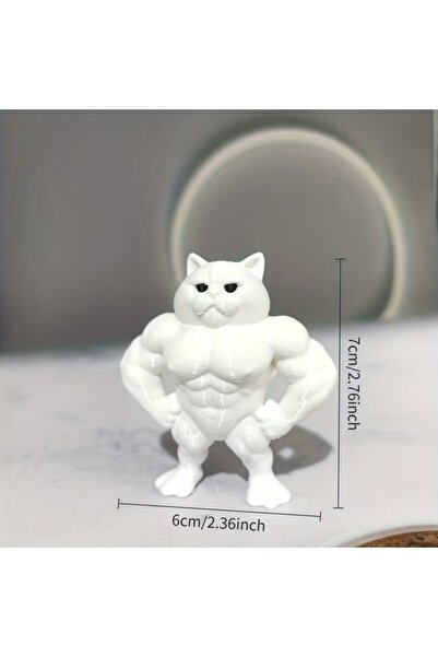 Choice تمثال قطة عضلية متشعبة مطبوع ثلاثي الأبعاد - قطة عضلية لطيفة ومرحة