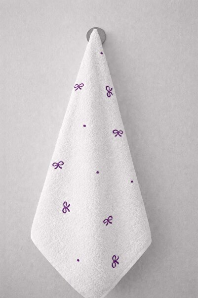 TİTANEV Li̇ya Bow Embroidered Hand Towel Cotton 2-Piece Set 50X90 cm
