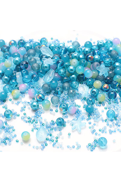 Choice3 SKY BLUE 40g Mixed Crystal Glass Seed Bead Round Loose Fish Starfish ...
