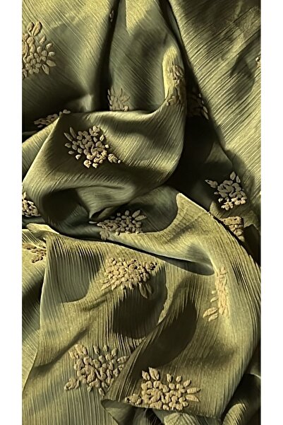feminen Chiffon Satin Crinkle Floral Fabric