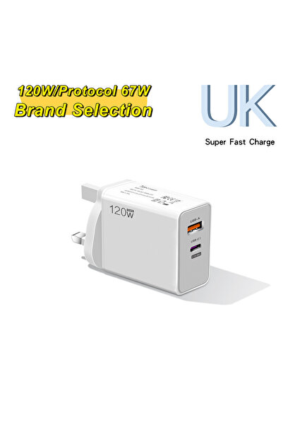 Choice4 White UK PD USB 120W Fast Charging Mobile Phone Charger For iPhone On...