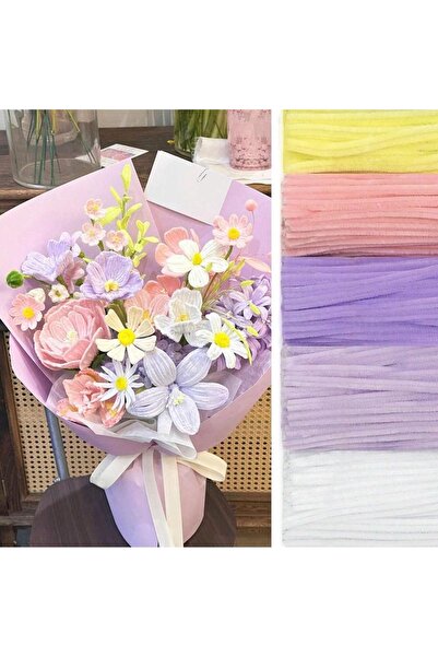 Choice12 مجموعة أرجوانية من 500/600 قطعة من منظفات الأنابيب وأعواد نسيج الشني...