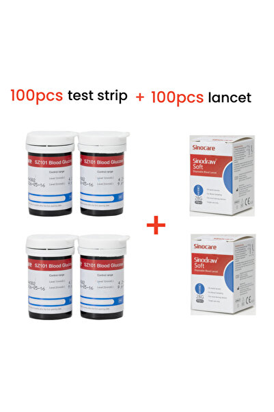 Choice3 ١٠٠ شريط فقط من جهاز قياس نسبة السكر في الدم Sinare SZ101، طقم قياس ن...