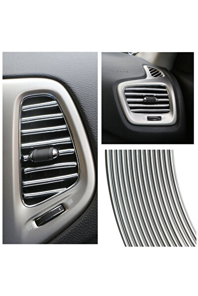 Choice5 شريط تزيين مكيف هواء السيارة الفضي بطول 1 متر لفتحة التهوية، شريط تزي...